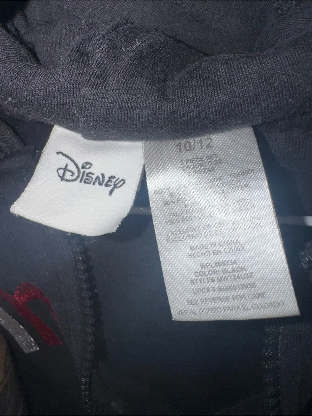 Disney Black Hoodie with Red Bow Minnie Appliqué